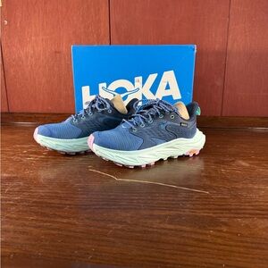 HOKA Anacapa 2 Low GTX Women 6.5B Blue Waterproof Hiking Shoes Vibram NWT Box